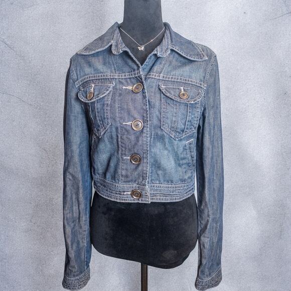 Vintage Y2K Calvin Klein Jeans Shrunken Cropped Denim Jacket Medium - Picture 5 of 11